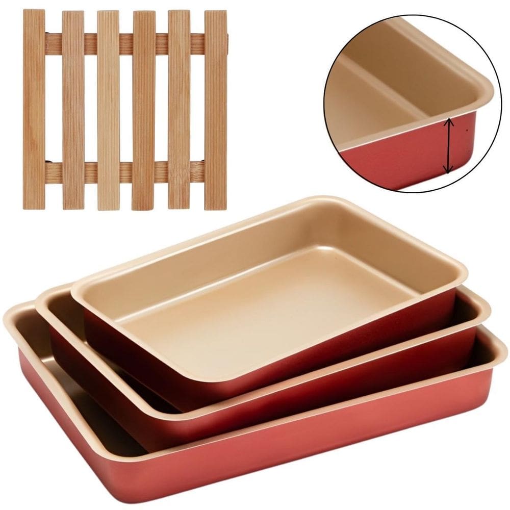 Jogo Forma Alta 03 Peças Antiaderentes + Descanso Panela