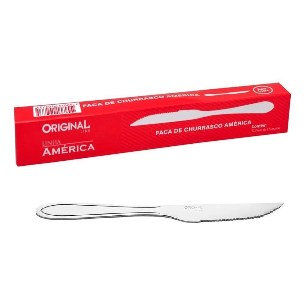 Faca De Mesa Churrasco América Com 12 Peças Restaurante Bar