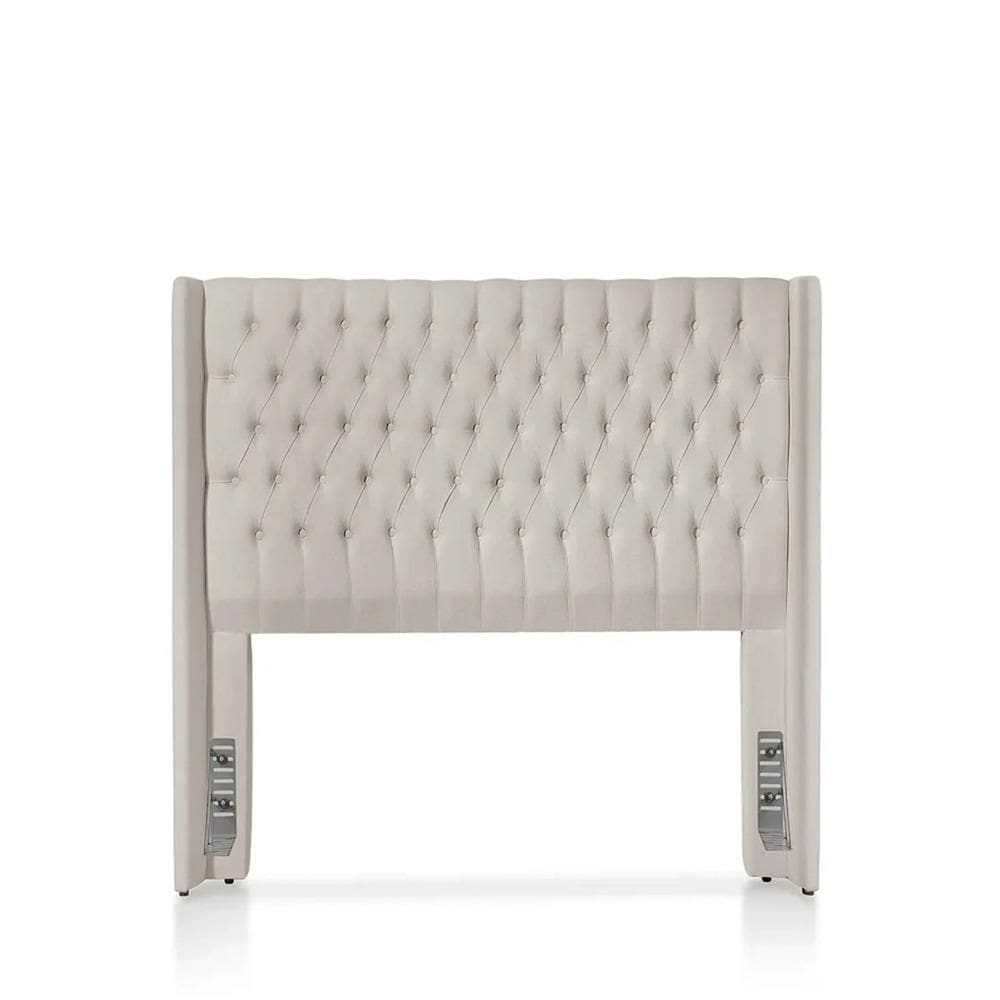 Cabeceira Casal Estofada Liya Capitonê 155 cm - Linho Off White