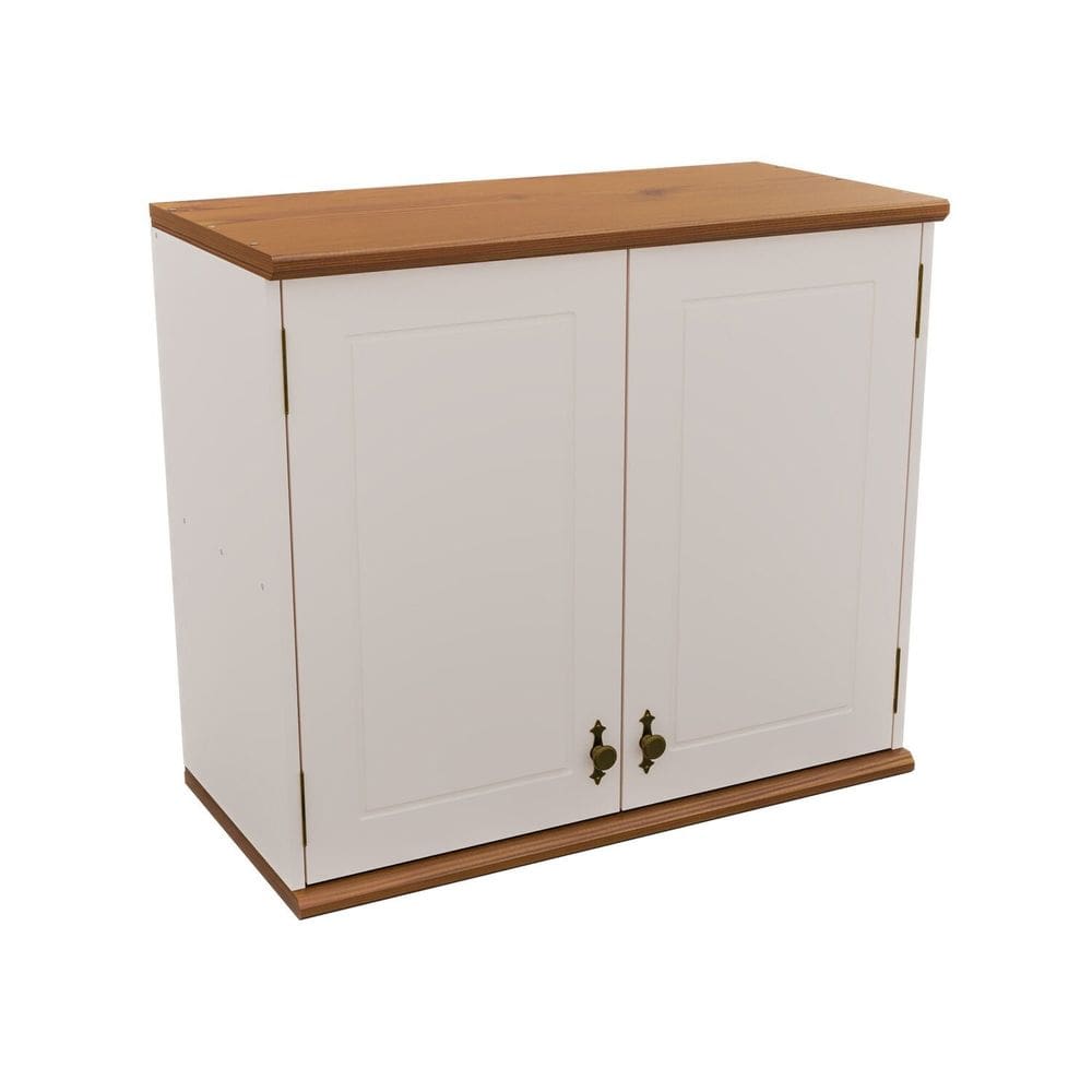 Aéreo 2 Portas com Tampo e Base de Madeira Maciça Joy Off White/Cinamomo