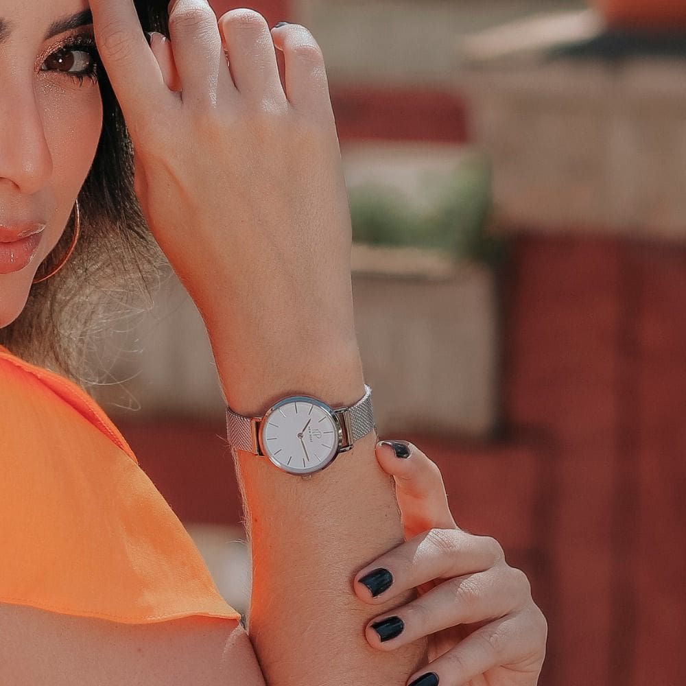 Relógio Feminino Prata minimalista Monalisa Silver 32mm New Port