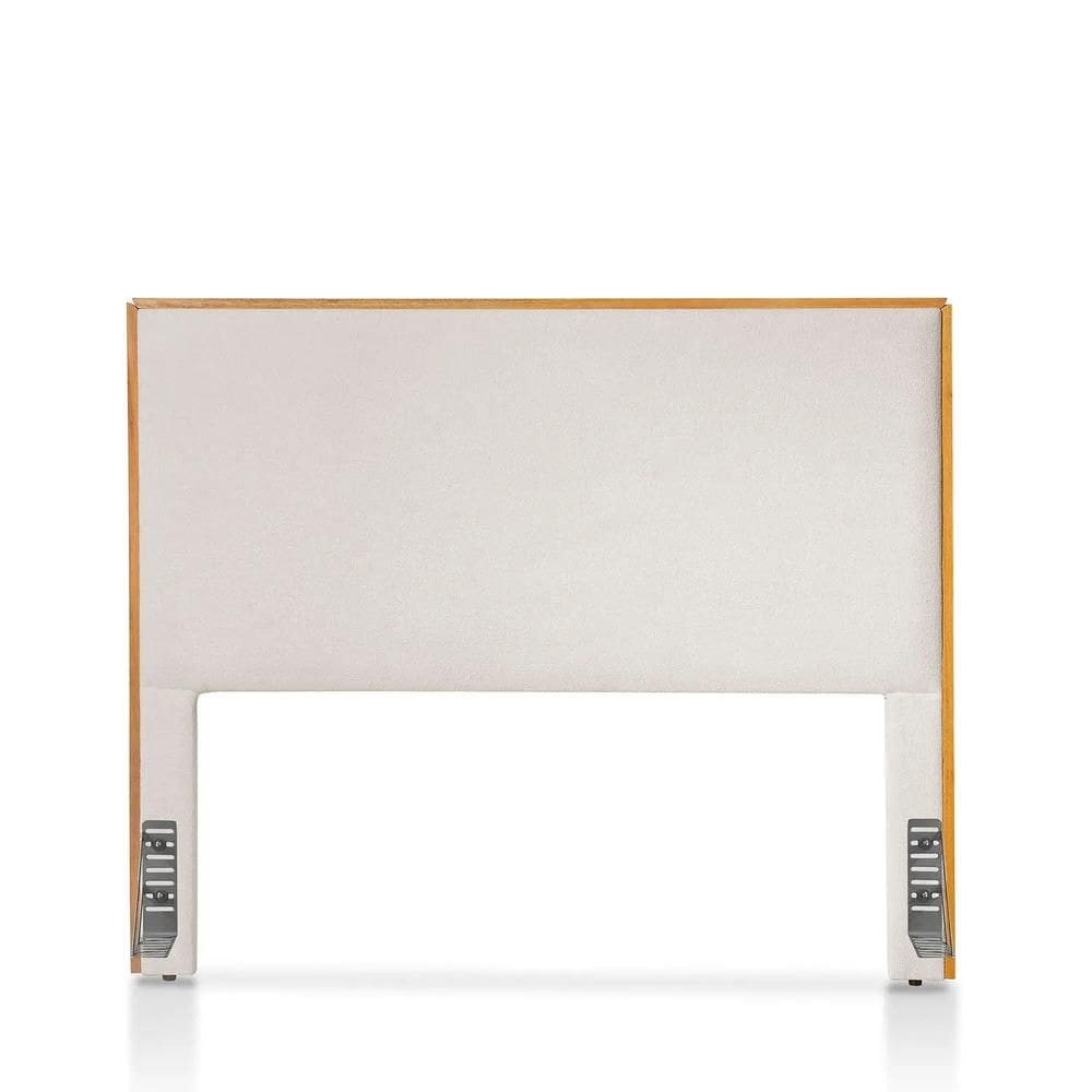 Cabeceira Queen Estofada Emerie 160 cm - Natural c/ Bouclê Off White