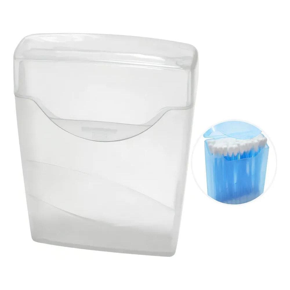 2X Estojo Porta Cotonete Hastes Flexíveis Cor Transparente