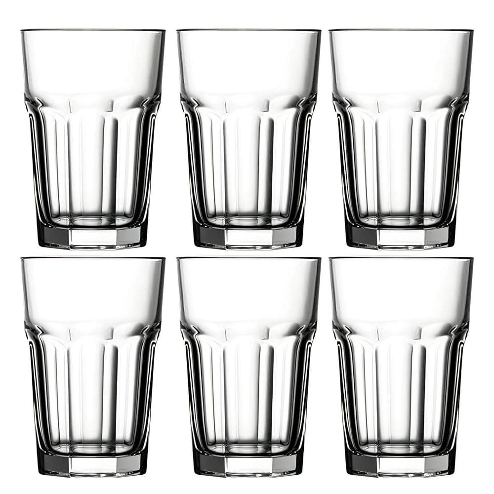 Kit 6 Copos Altos Suco/Agua Em Vidro Luxo 415Ml Casablanca