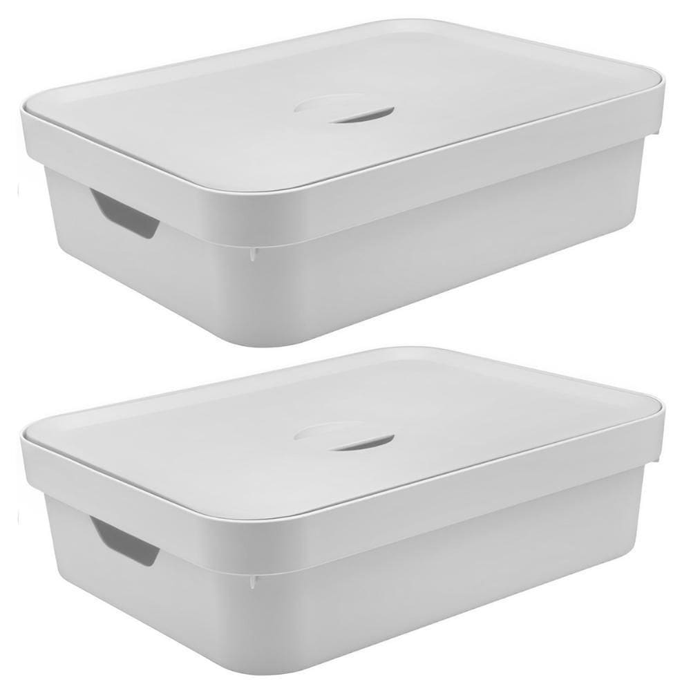 Caixa Organizadora Ou Plastico 16L Cube Branca 02 Unidades