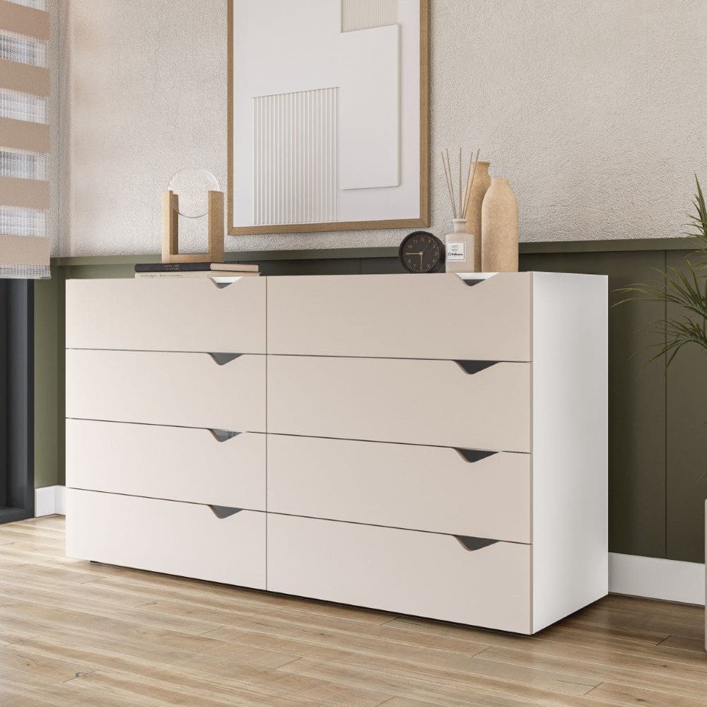 Cômoda 8 Gavetas Porto Branco Creme Politorno Móveis