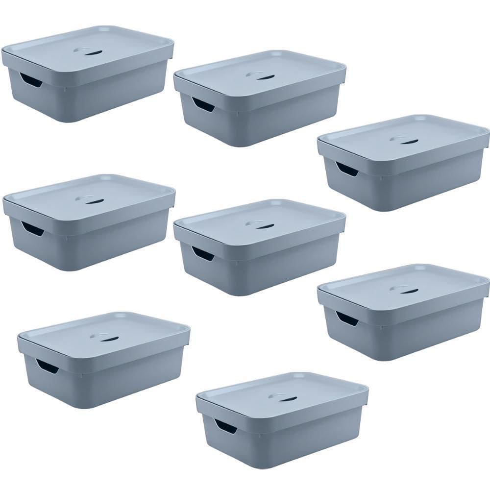 8X Caixa Plastica Multiuso Organizadora 10,5L Ou Cube Azul