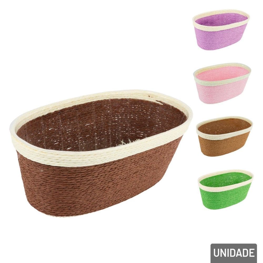 Cesto de Fibra de Papel e Plástico 24,5x12cm Oval - Tudo em Caixa