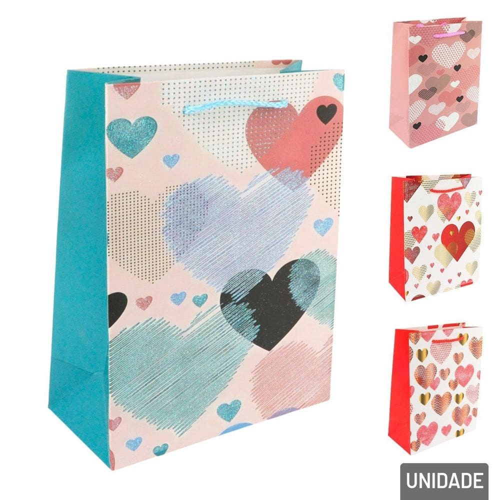 Sacola de Papel 23x18cm Flores Glitter  - Tudo em Caixa