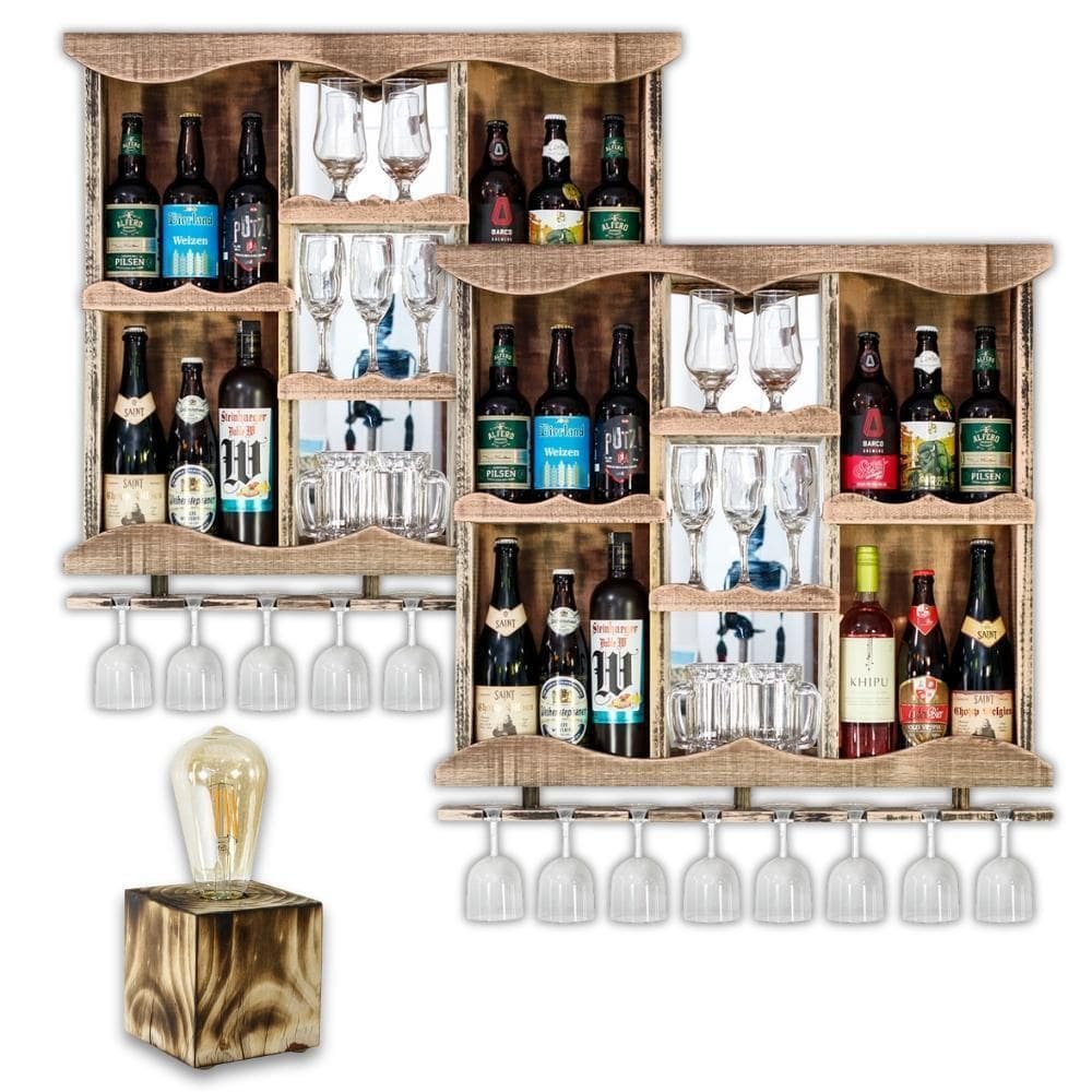 Kit 2 Adegas Rústicas Delenha Decor + Luminária