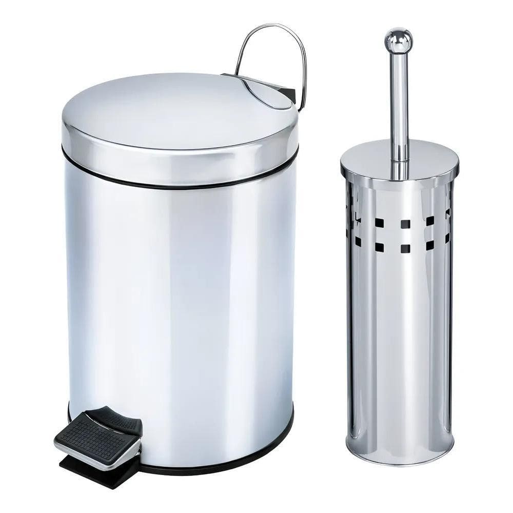 2X Kit Lixeira 5 Litros Com Escova Sanitária Para Banheiro I