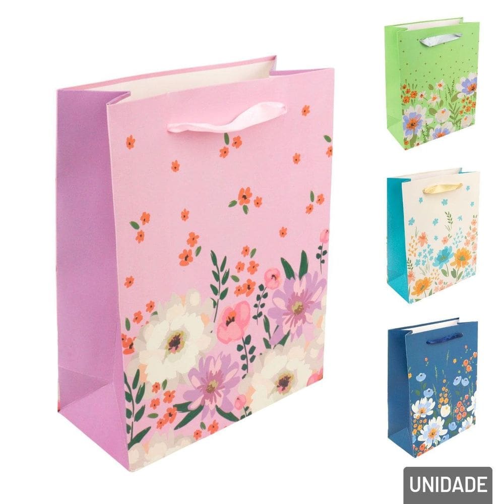 Sacola de Papel 23x18cm Flores  - Tudo em Caixa