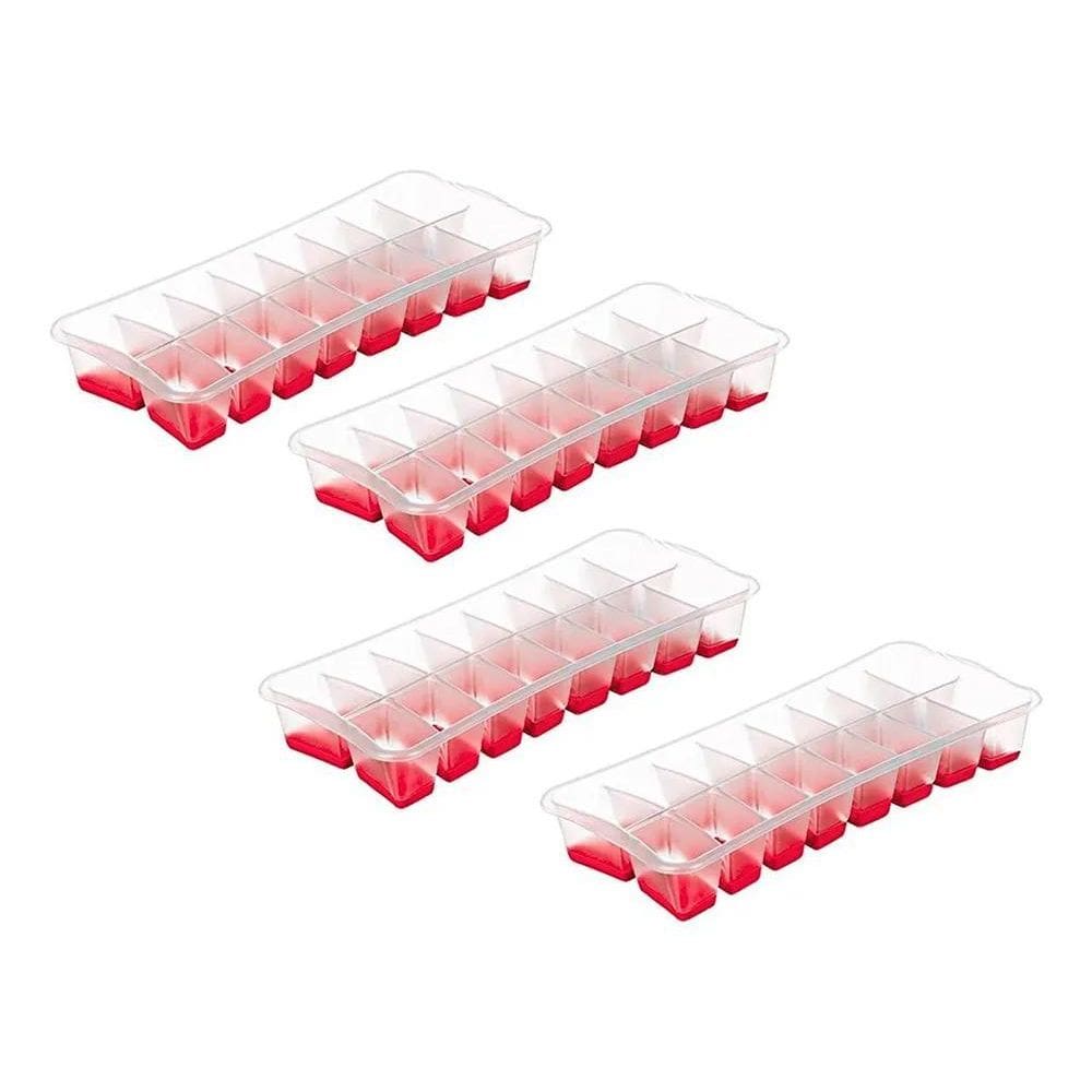 10X Kit 4 Formas De Gelo Silicone Flexível Com Fundo Sanrem