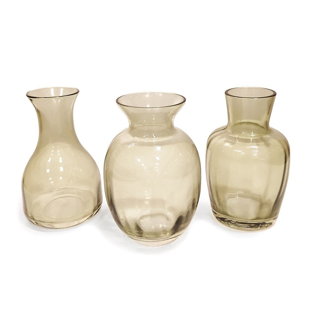 Kit 03 Mini Vasinhos em Vidro Elegantes Decorativos