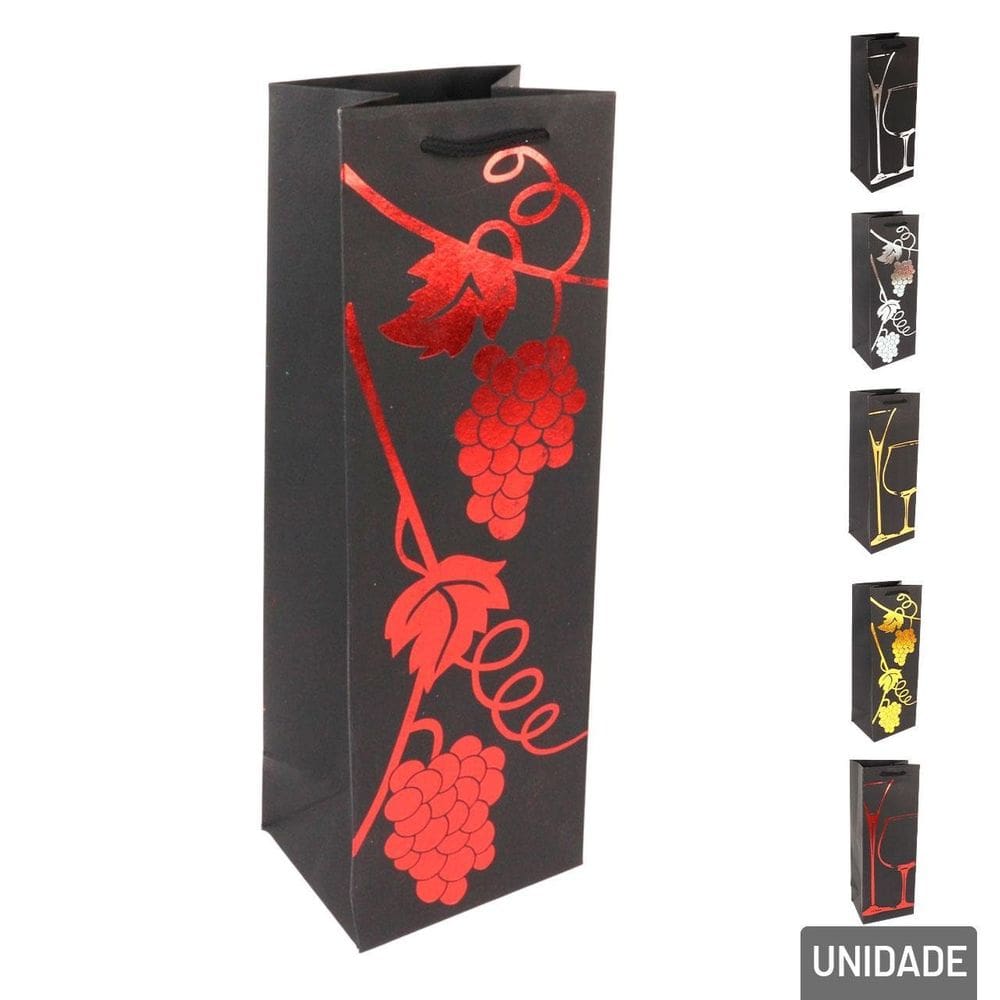 Sacola de Papel 35x12cm de Vinho  - Tudo em Caixa