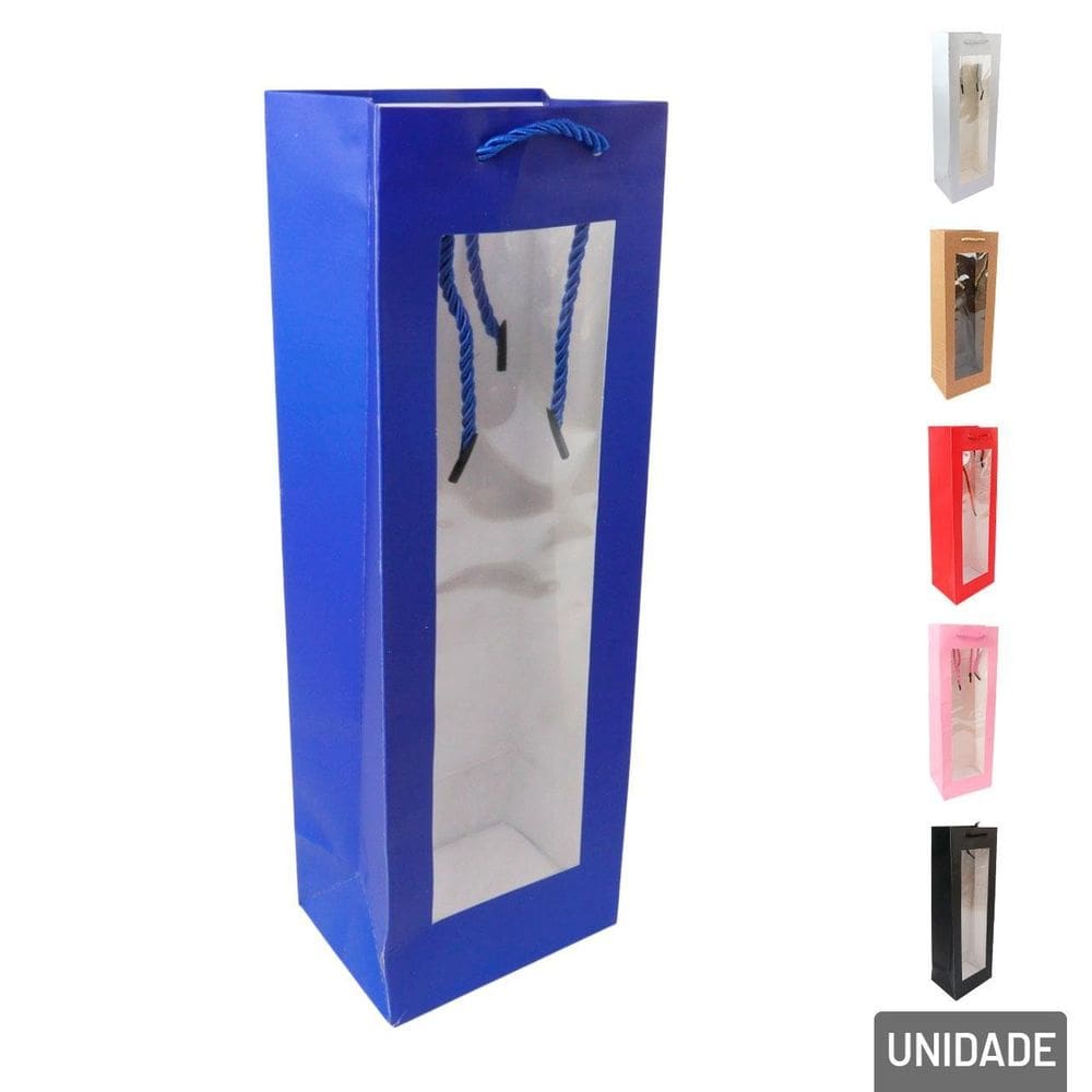 Sacola de Papel 36x12cm com Visor Color - Tudo em Caixa