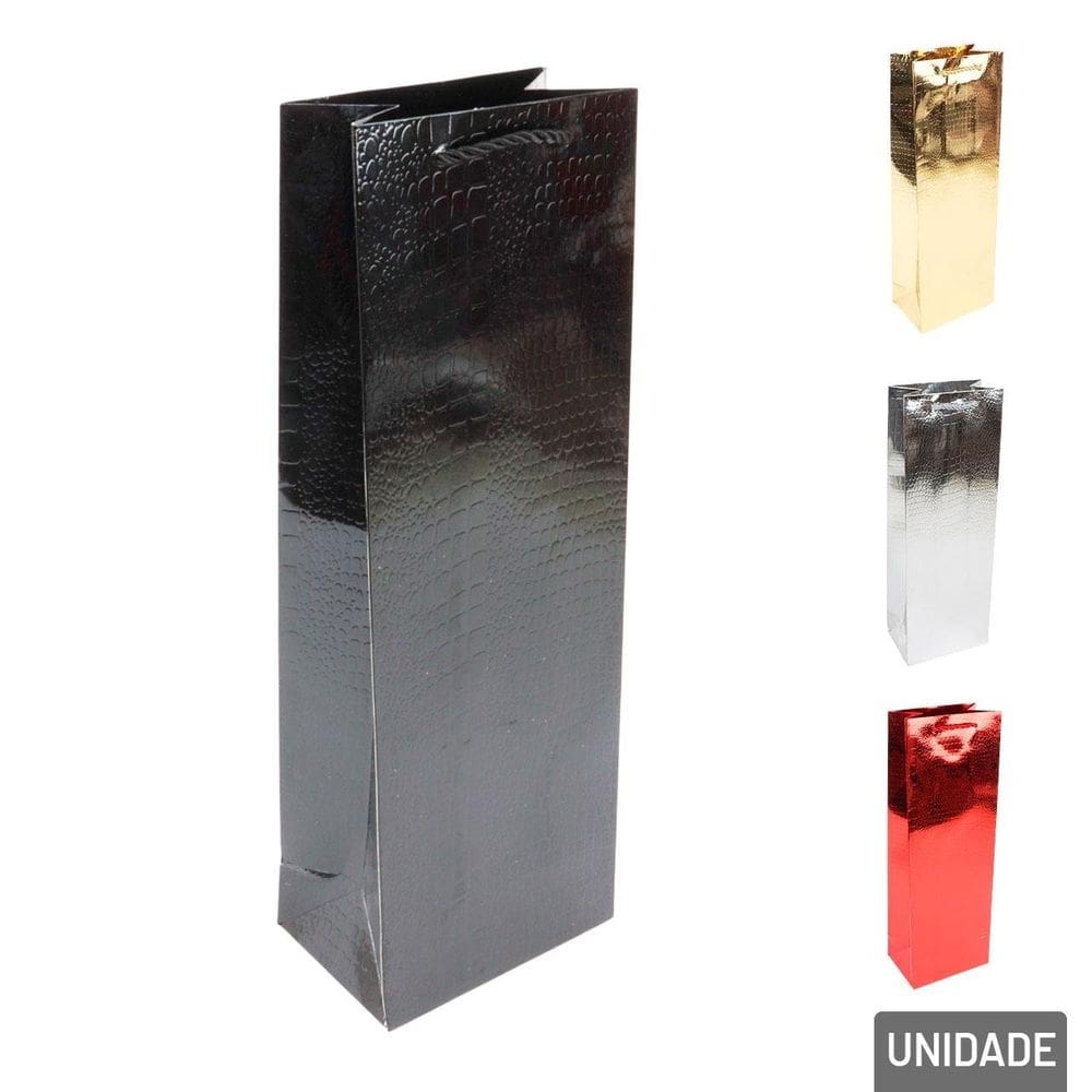 Sacola de Papel 36x12cm de Vinho Metalizada Color - Tudo em Caixa
