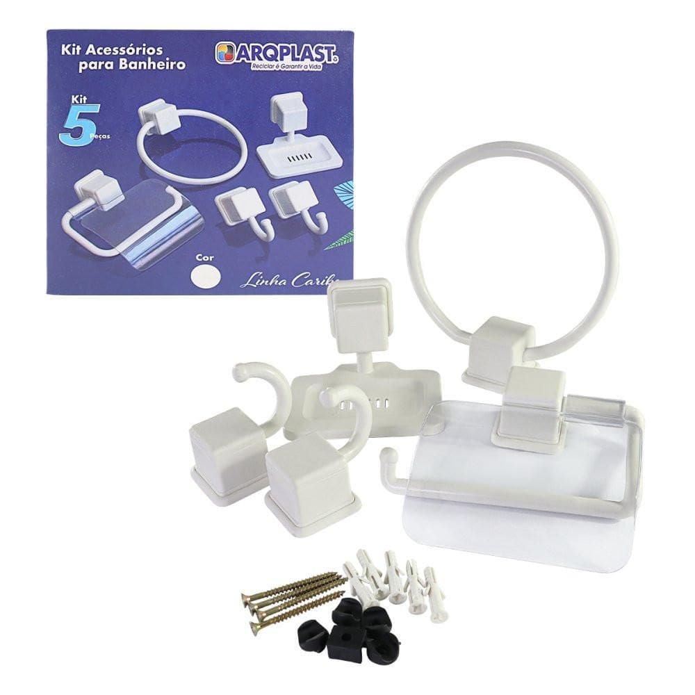 Kit Acessórios De Banheiro Com 5 Peças Branco