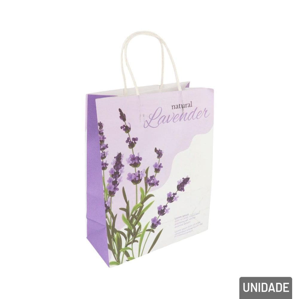 Sacola de Papel 38x21,5cm Flores Lavanda - Tudo em Caixa