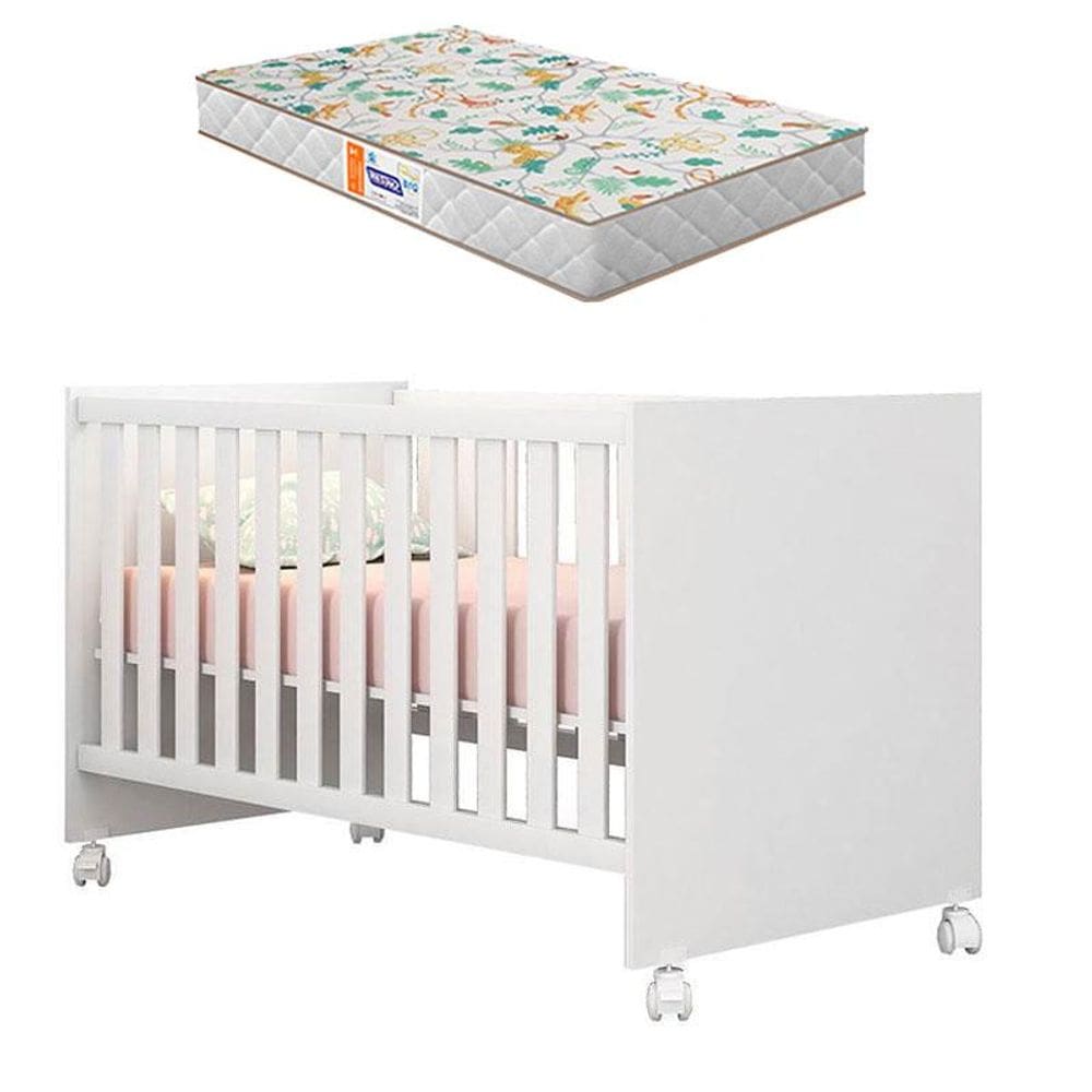 Berço Americano Doce Sonho 100 Branco Brilho com Colchão Gazin - Qmovi