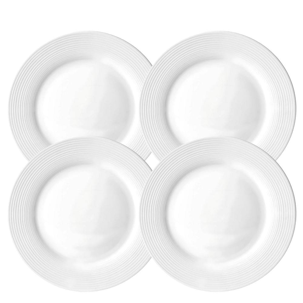 Jogo De Pratos Fundo Kit 4Pcs 22Cm Branco Porcelana Brizzard