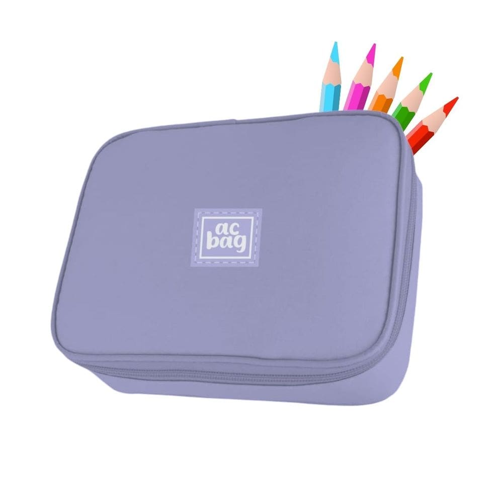 Estojo Box Organizador Lilás Grande Escolar Multiuso Kawaii Múltiplos Compartimentos Volta as Aulas