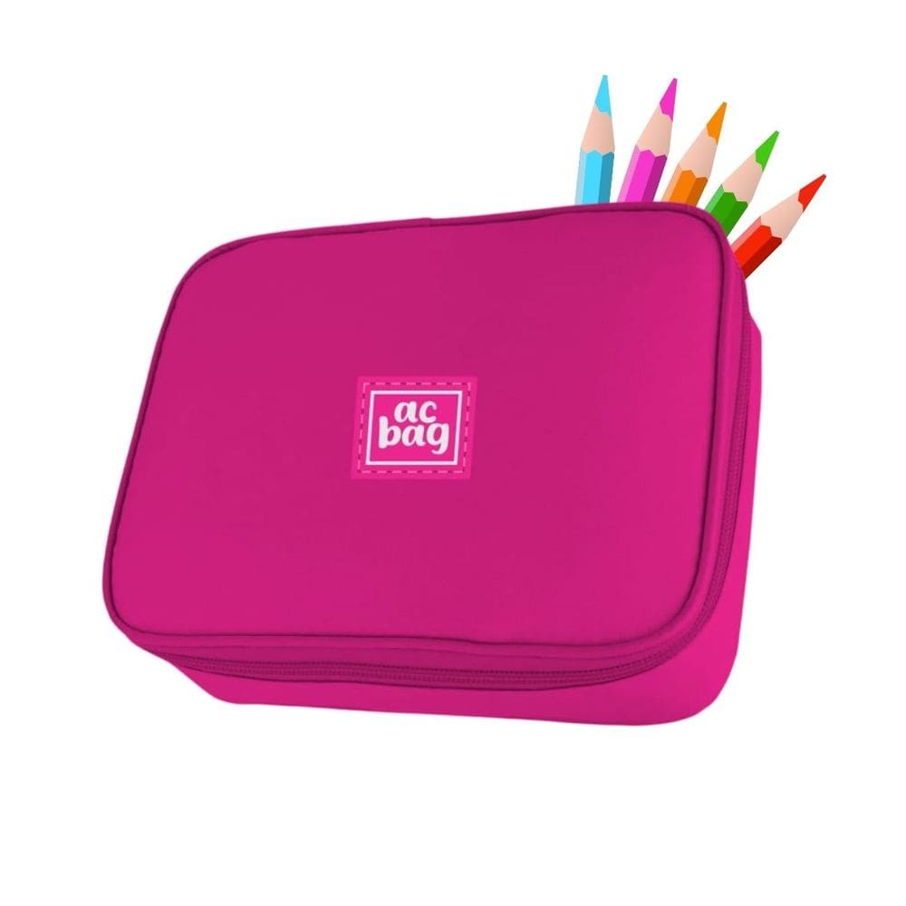 Estojo Box Organizador Pink Grande Escolar Multiuso Kawaii Volta as Aulas Ensino Fundamental Médio