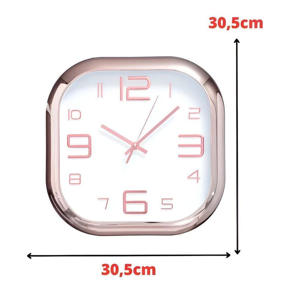 Relógio Parede Sala Quarto Cozinha Moderno Branco E Rose