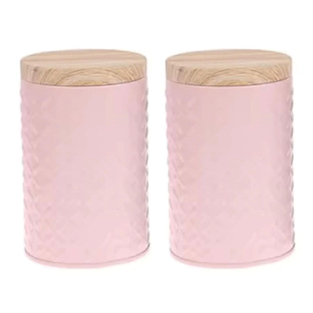 Kit 2 Lata Biscoito Organizador Decorativo Metal Rosa