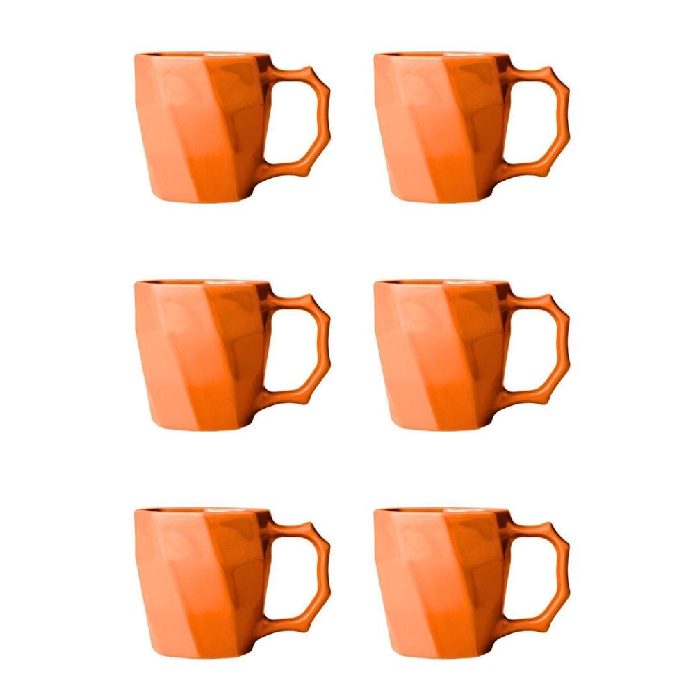 Jogo Canecas Cerâmica Xícara Café Leite Kit 6 Unid Laranja