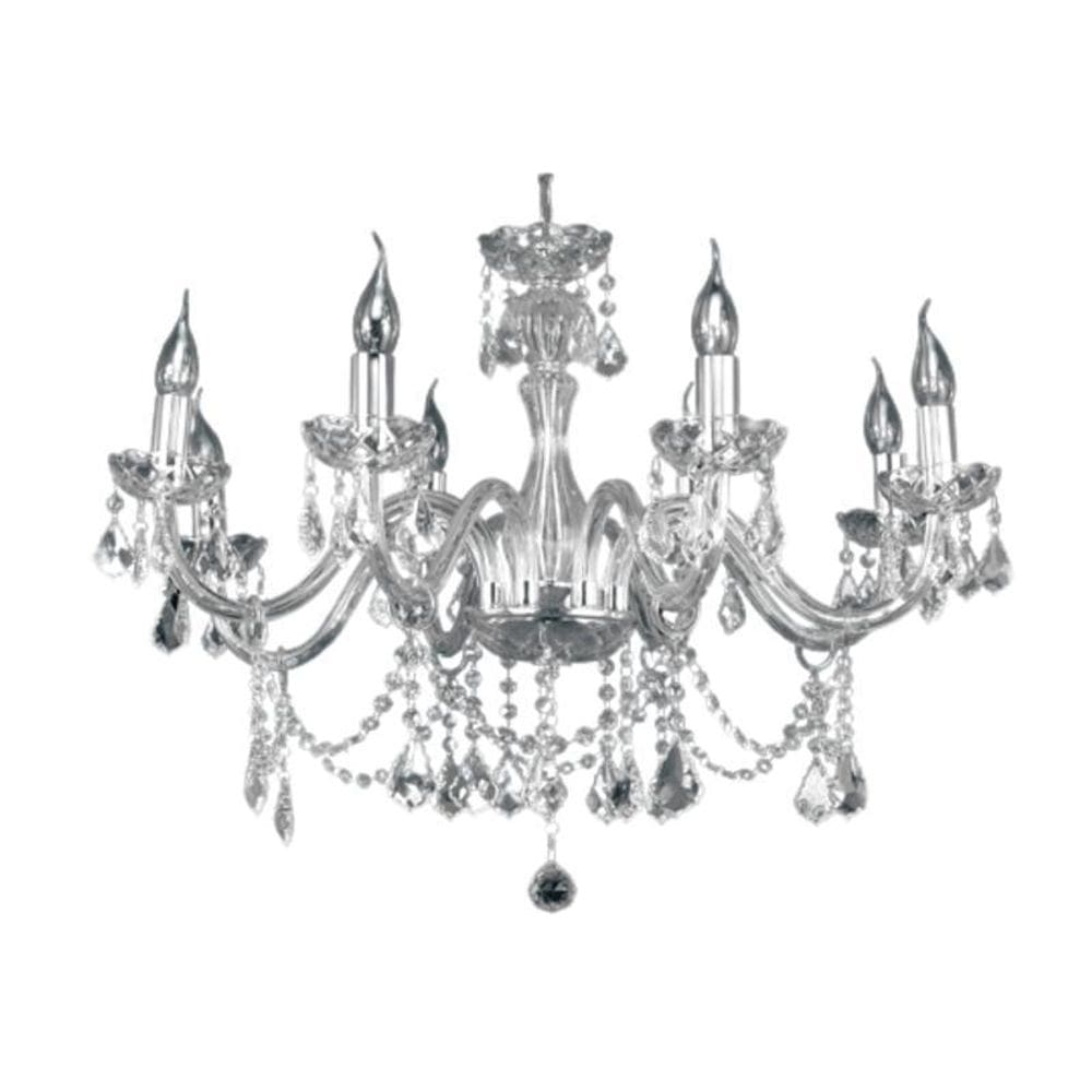 Lustre Pendente Harmonia Cristal 8 Braços Para Led 38 Cm