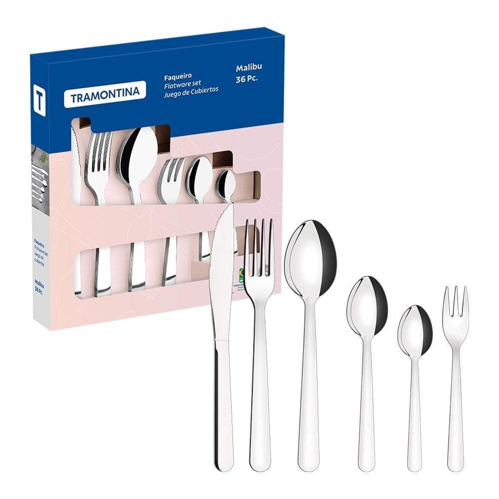 Jogo De Talheres 36 Peças Tramontina Malibu 23799016 Inox