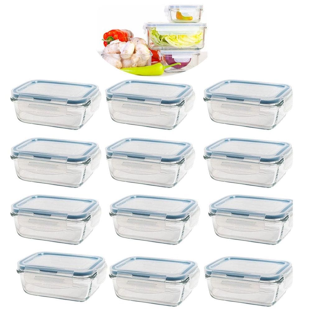 Kit 12 Potes De Vidro Hermético Com Trava E Vedação 840 Ml