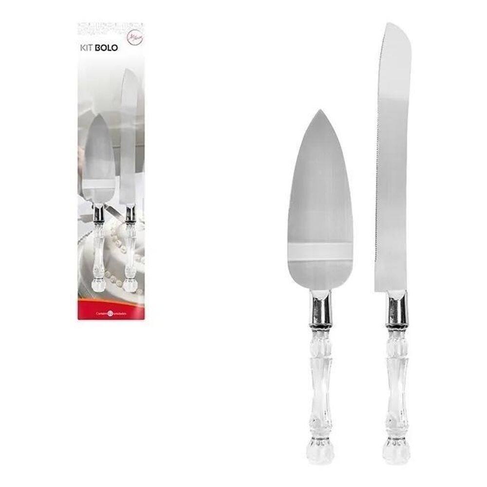 10X Kit Faca E Espátula Para Cortar Bolos E Tortas Cabo Acr