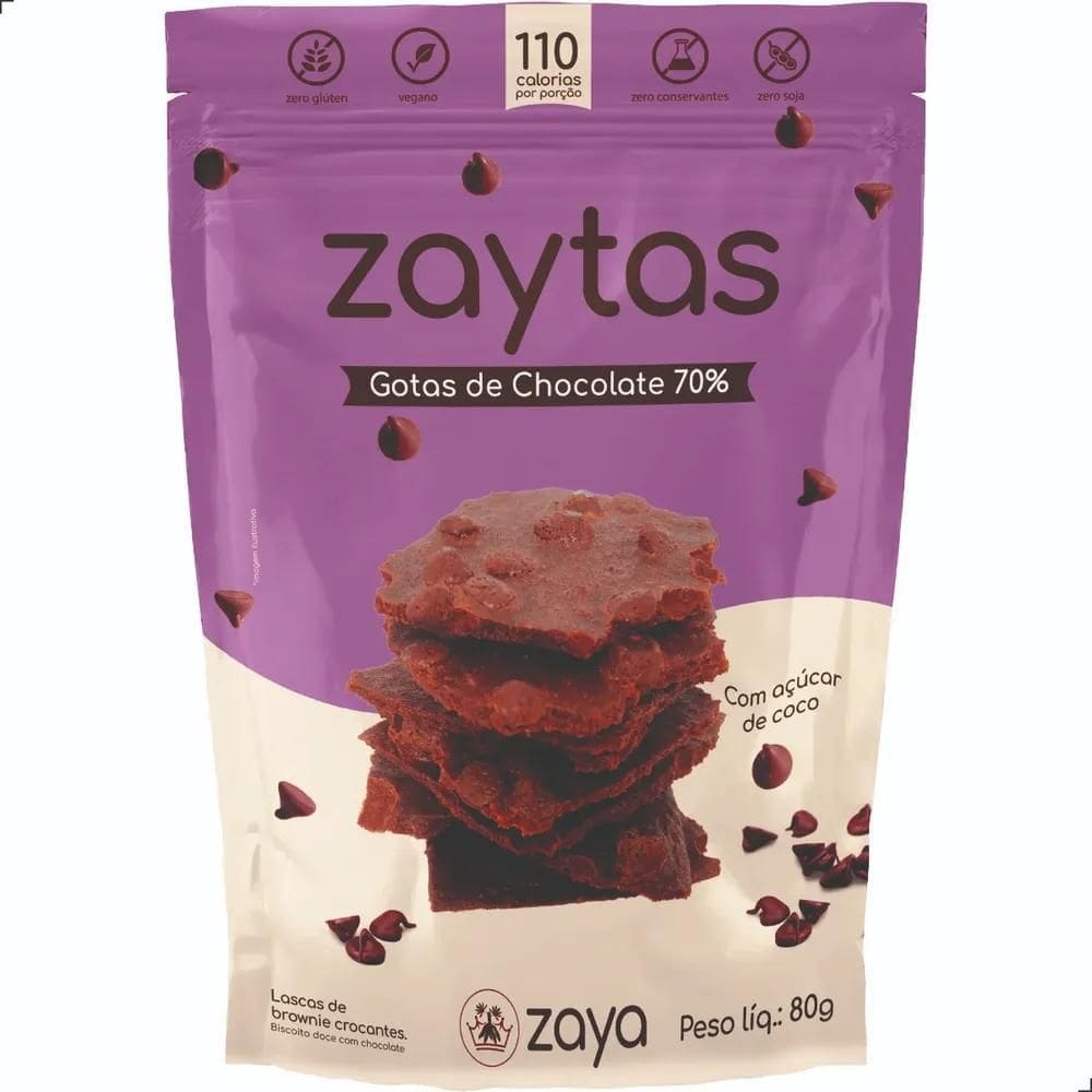 5X Lascas De Brownie S/ Gluten Zaytas Gotas Chocolate 70%