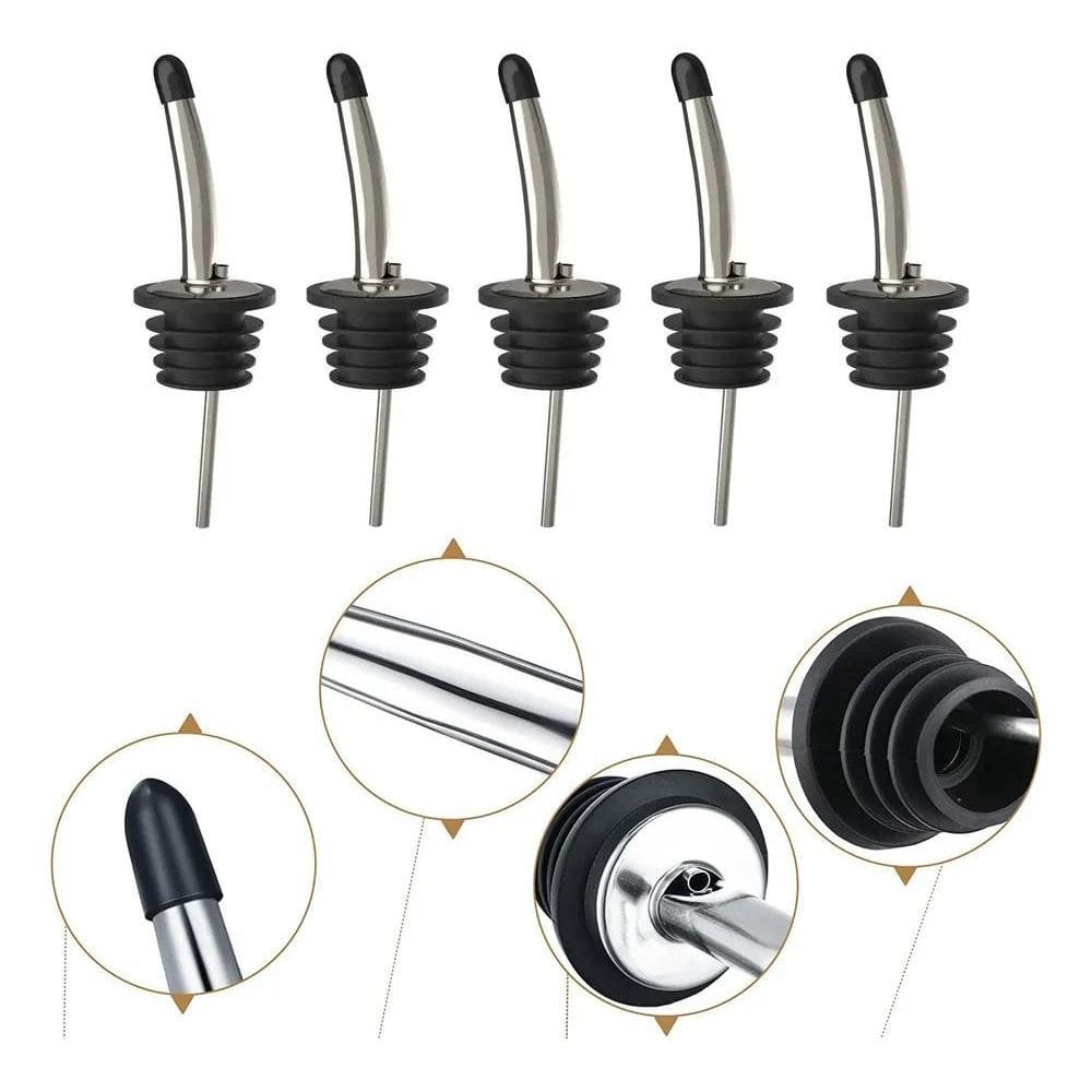 2X Kit 5 Bico Dosador Biqueira Inox Garrafa Bebidas Bartende