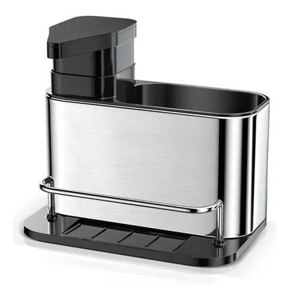 Dispenser Inox Porta Detergente Sabão Liquido Esponja Bucha