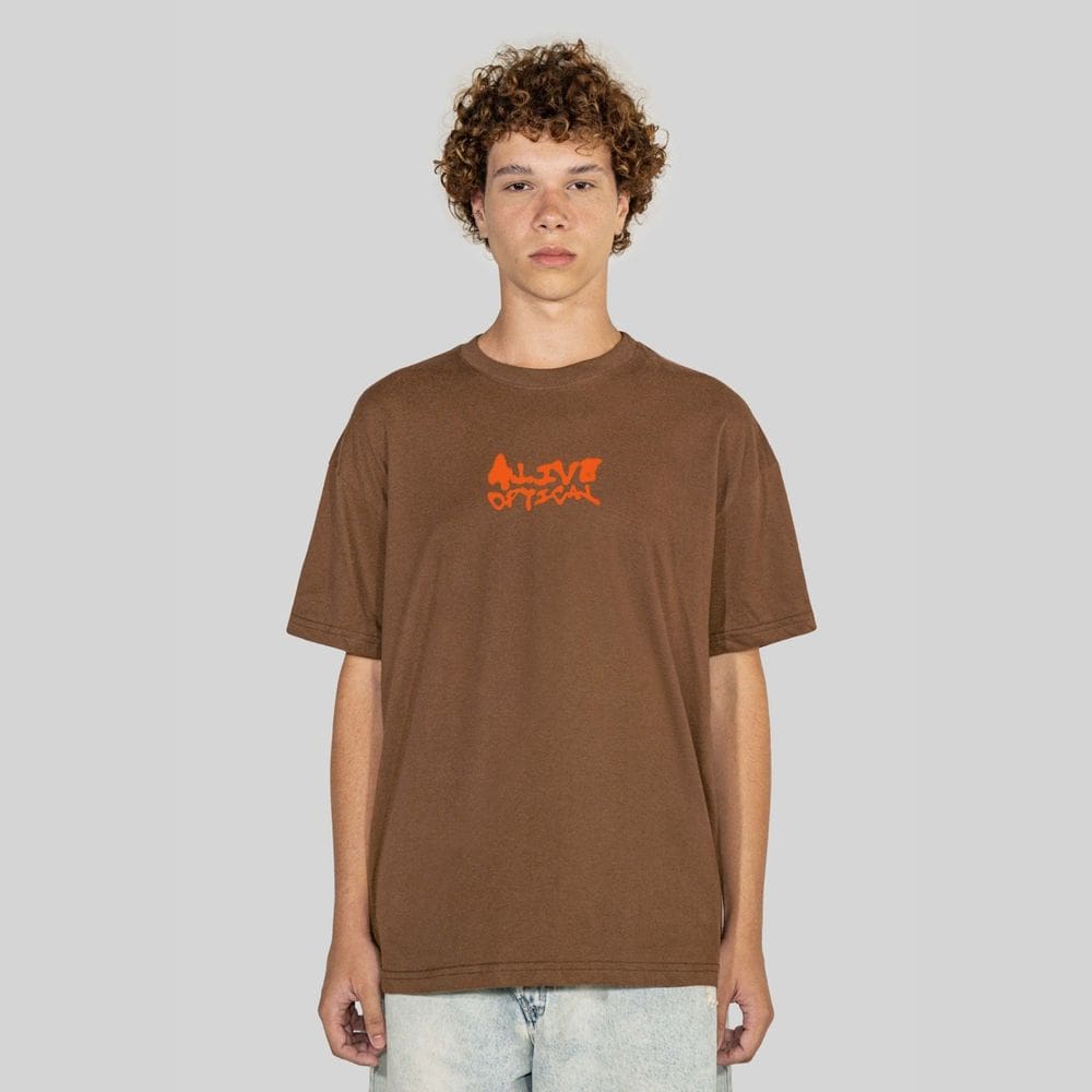 Camiseta Alive Clássica Optical Marrom