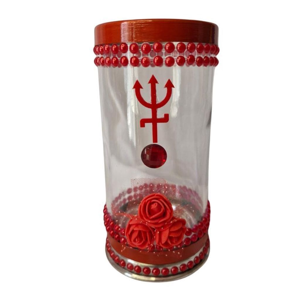 Porta Vela 7 Dias 18 Cm Pomba Gira Vermelha + Presente