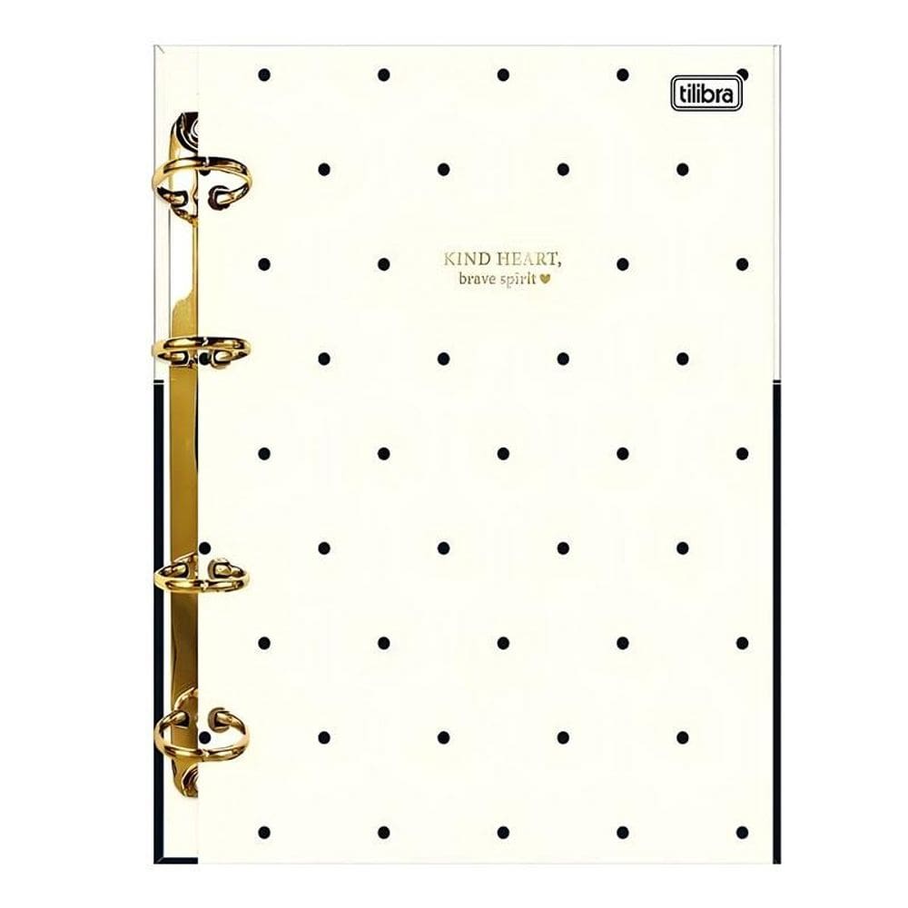 Fichário Caderno Argolado West Village 160 Folhas Branco com Poá Preto - Tilibra