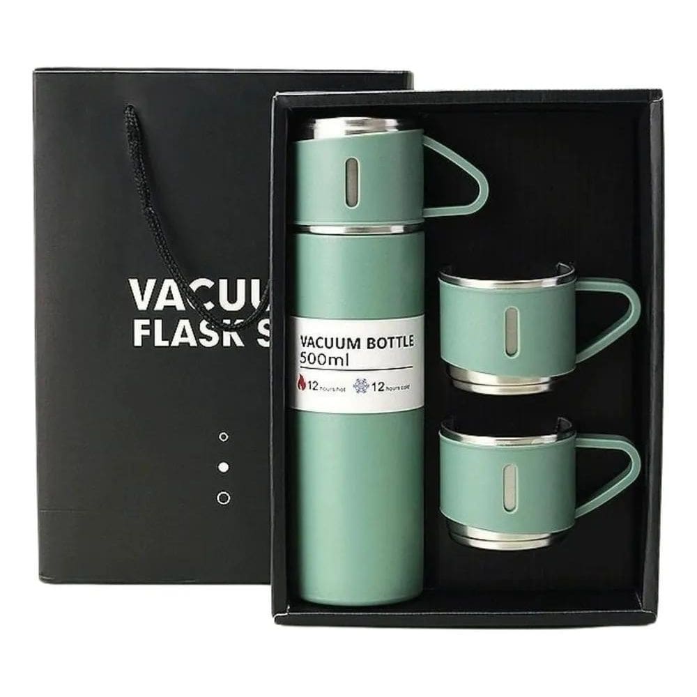 Kit Garrafa Térmica + 3 Xícaras Canecas Quente Frio Vácuo