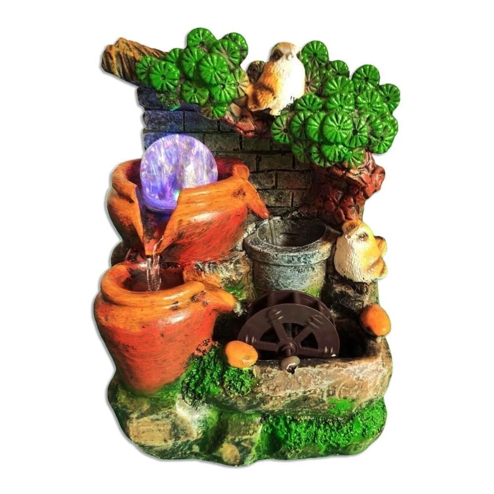 Fonte De Água Decorativa Led Cascata Paisagem Relaxante 2205