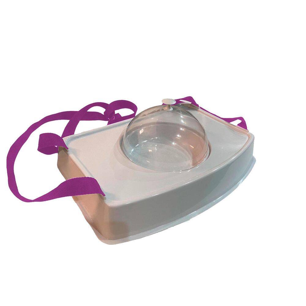 Bandeja Degustação Tampa - Modelo Cloche Alça Na Cor Fúcsia