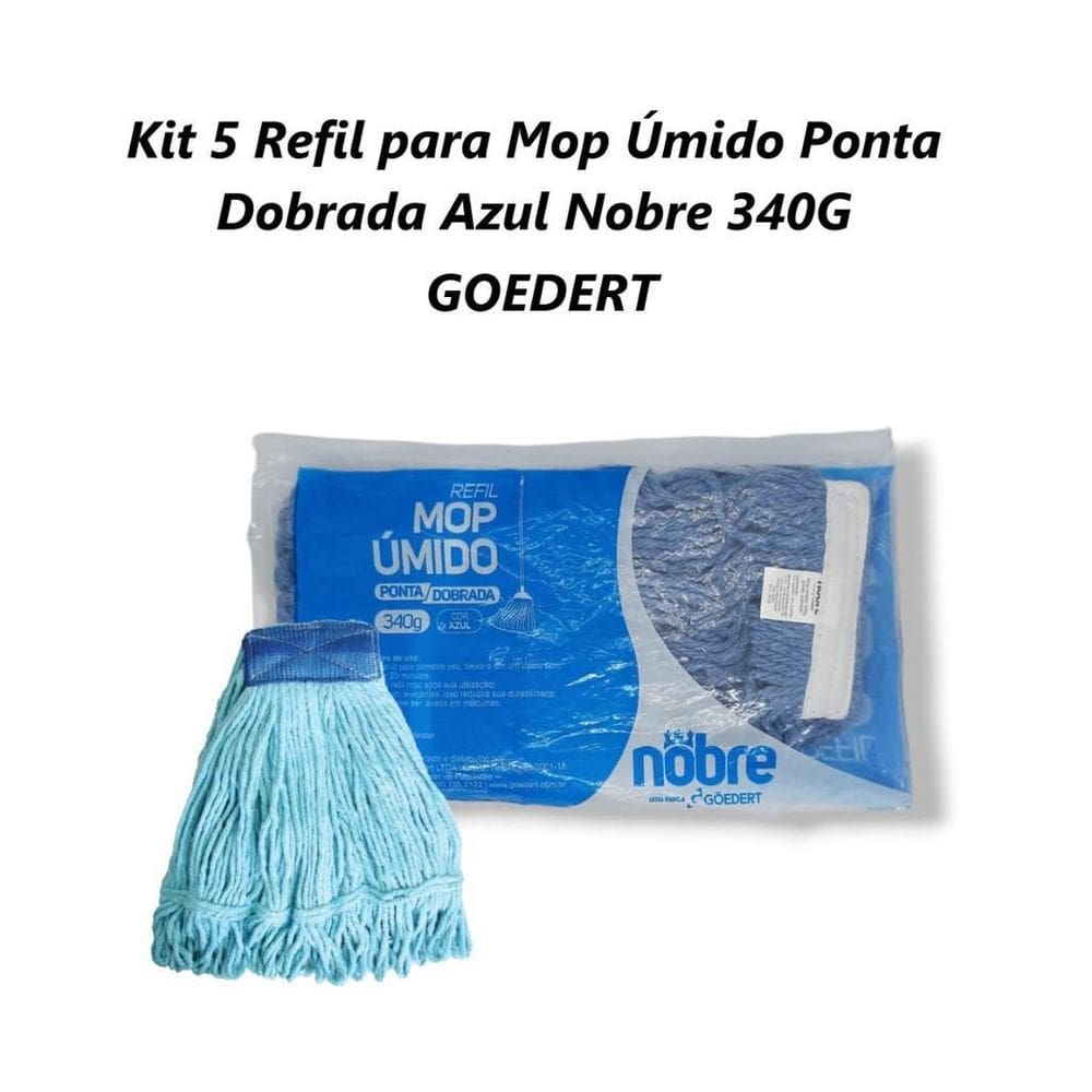 Kit 5 Refil Para Mop Úmido Ponta Dobrada Nobre 340G Goedert