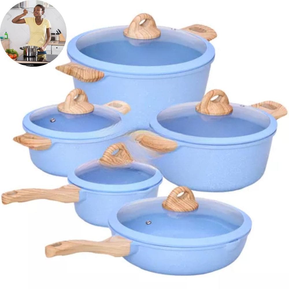 Conjunto Panelas Duráveis Cor Azul Bebê Presente Exclusivo