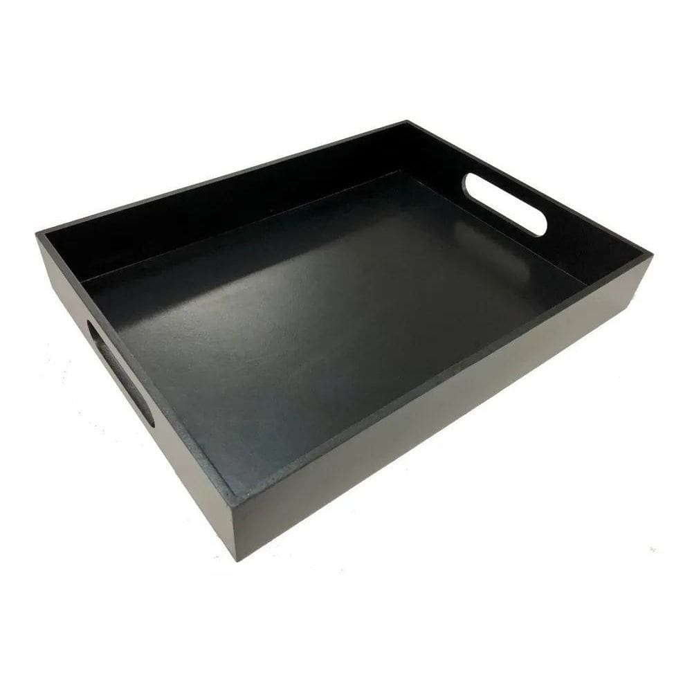 2X Bandeja Reta 40X30 Grande Preta Madeira Mdf