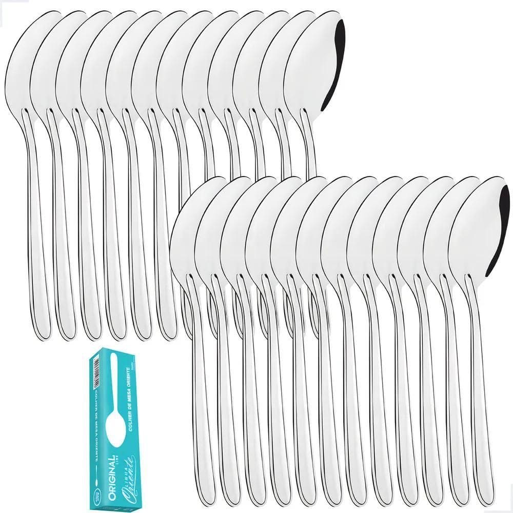 2X Jogo Aço Inox 24 Colher Mesa Sopa Buffet Restaurante Orie