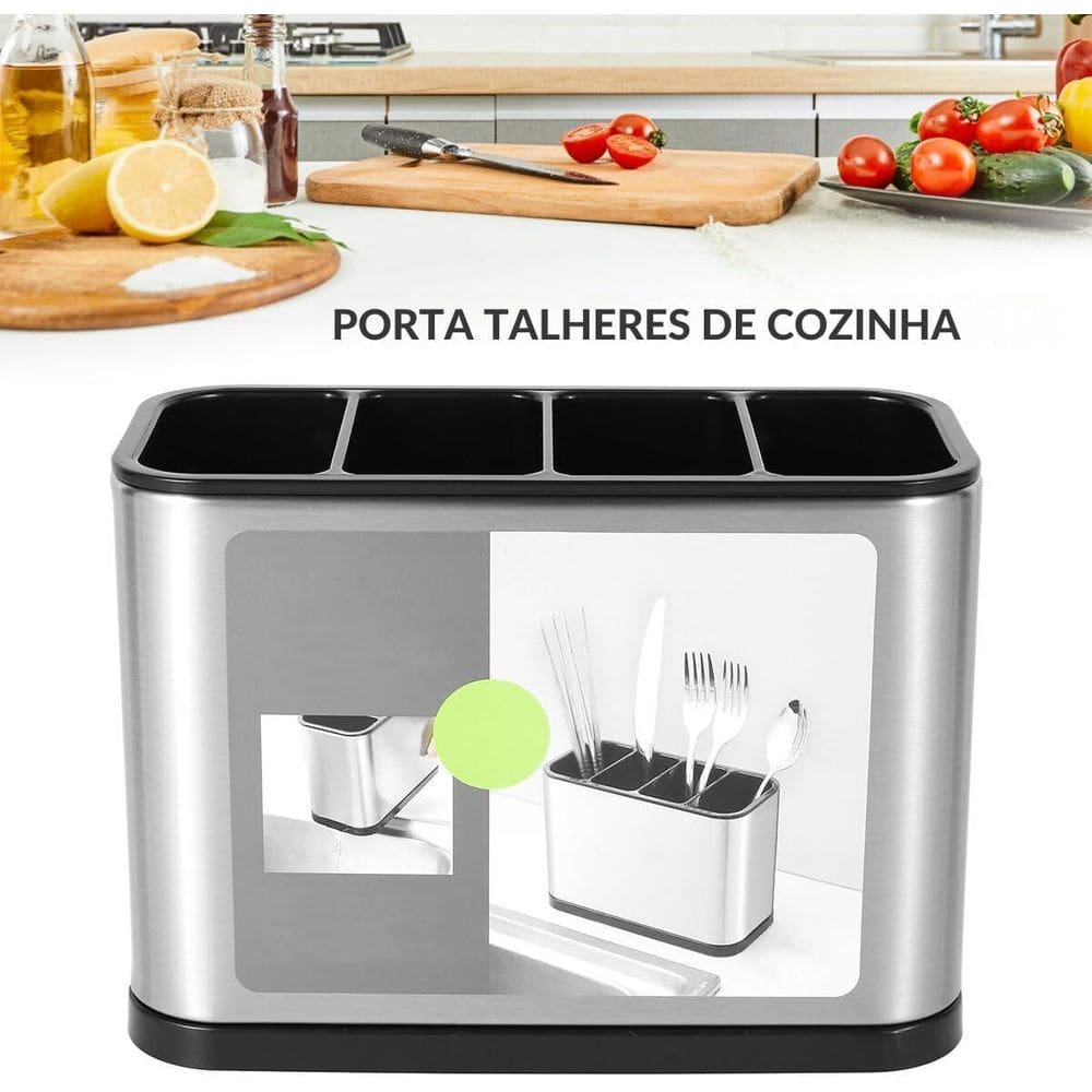 Super Escorredor Porta Talheres Pia Silver Inox Aço Inox 316