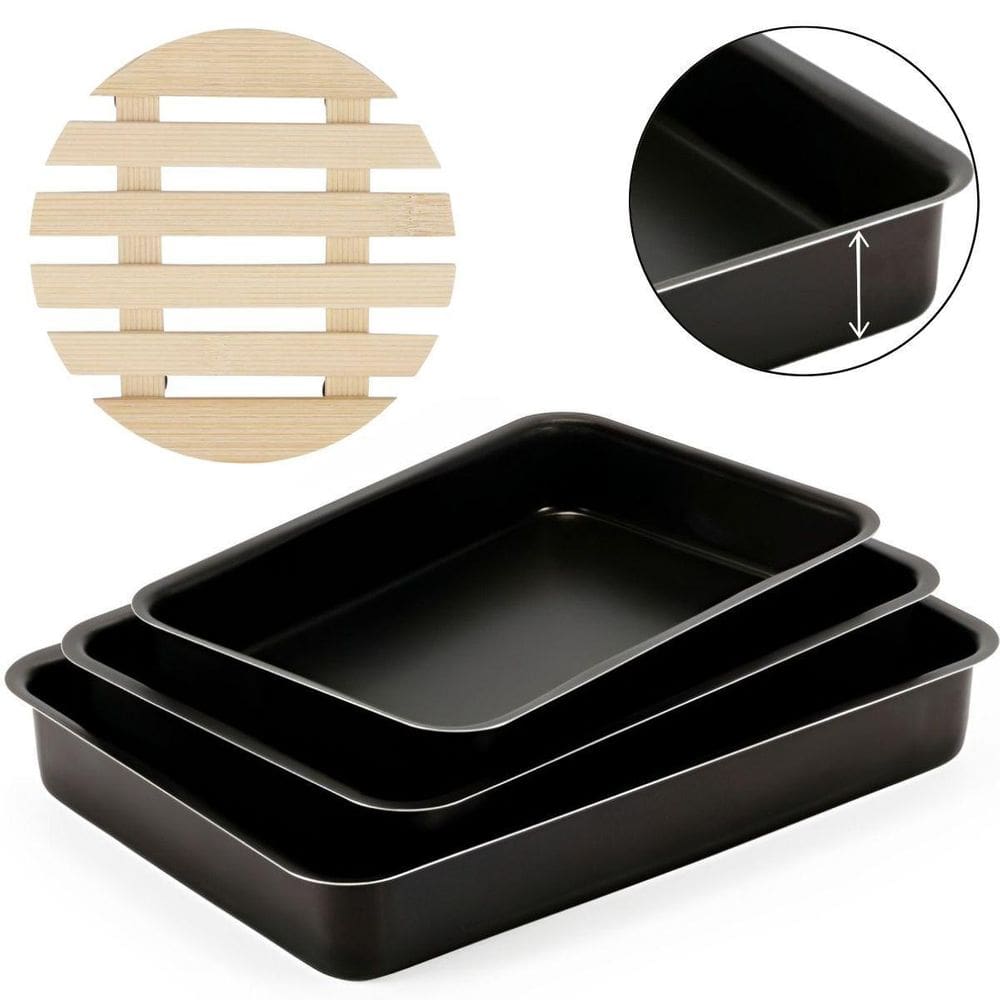 Jogo Assadeira Alta 03 Peças Antiaderentes + Descanso Panela