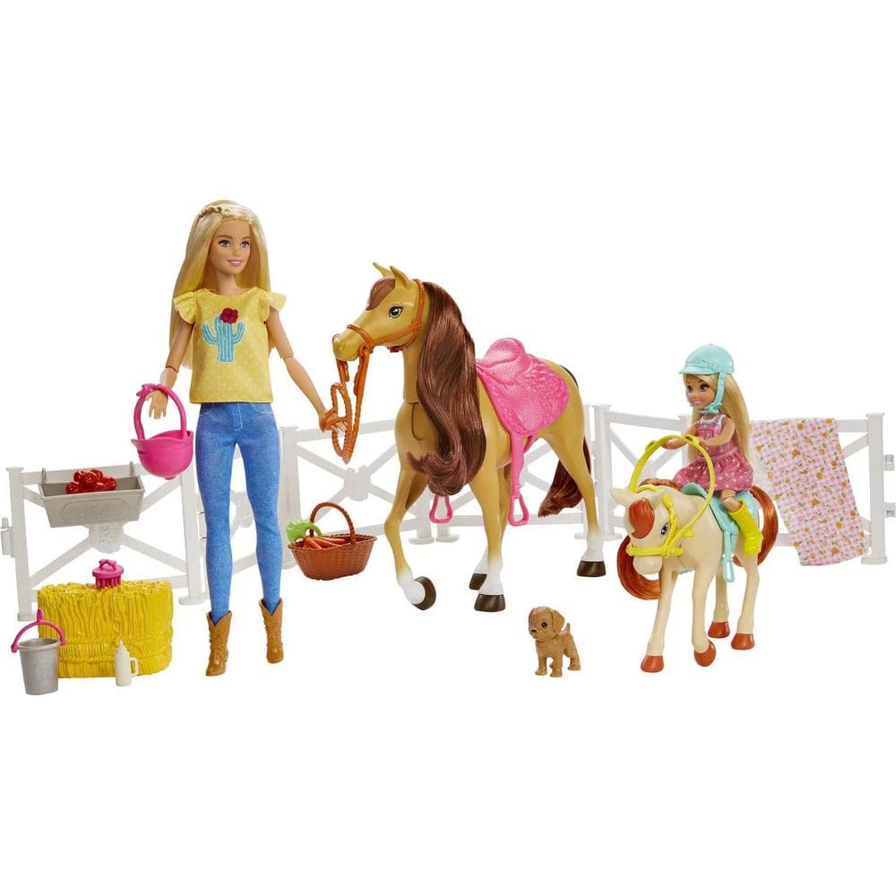 Conjunto de brinquedos Barbie Hugs `n Horses com bonecas Chelsea e 2 cavalos 3Y+